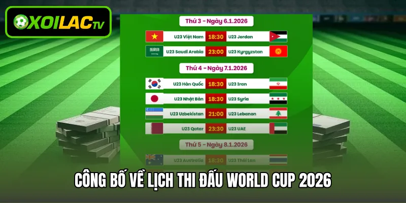 Công bố về lịch thi đấu World Cup 2026