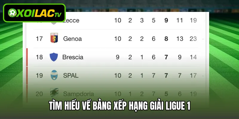 Tìm hiểu về bảng xếp hạng giải Ligue 1