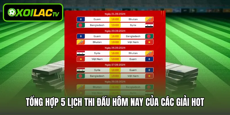 Tổng hợp 5 lịch thi đấu hôm nay của các giải HOT